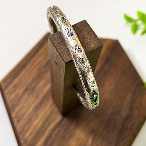 Patricia Locke Jewelry - Patricia Locke Rare Solid Silver Cuff Pink Citrine Swarovski Crystal Braclet
